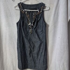 New York & Company Dark Blue Embellished Top